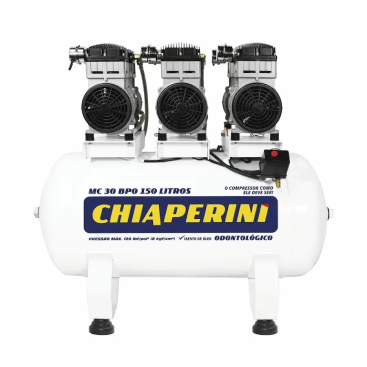 Motocompressor odontológico 30 pcm 150 litros sem óleo – Chiaperini MC 30 BPO RV 150 L