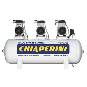 Motocompressor odontológico 30 pcm 250 litros sem óleo – Chiaperini MC 30 BPO RV 250 L