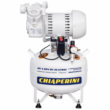 Motocompressor odontológico 6 pcm 30 litros sem óleo – Chiaperini MC 6 BPV RV 30 L